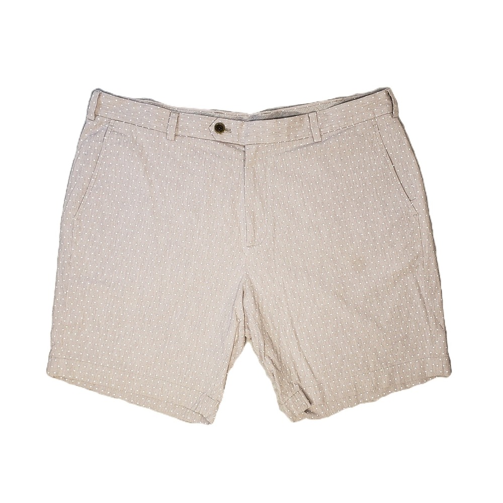 Brooks Brothers Bermuda Shorts Mens W40 Grey Polka Dot Cotton Stretch Prep Golf